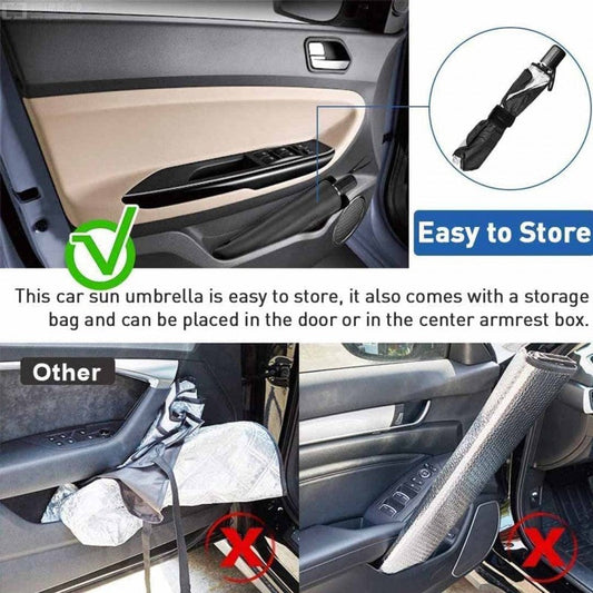 Universal Car Umbrella Sun Shade Cover for Windshield UV Reflecting Foldable Front Car Sunshade Umbrella