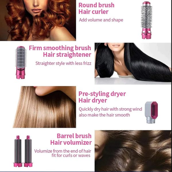5-in-1 Electric Hair Dryer Brush β Hot Air Styler with Blow Dryer, Straightener, Curler, Volumizer & Comb | One-Step Styling Tool for All Hair Types