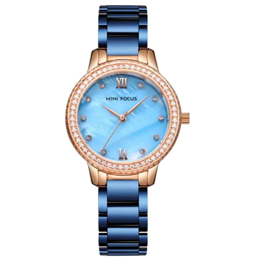 Mini Focus Blue Stainless Steel Mother Of Pearl Dial Quartz Watch for Ladies - MF0226L-04