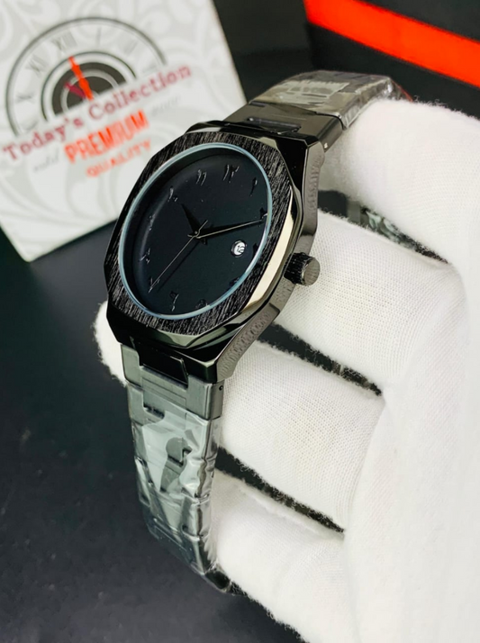 Black Arabic Aura Stainless Steel Watch