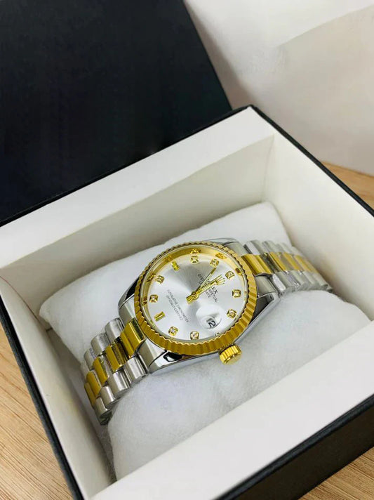 RLX - Oyster Perpetual Date - Two Tone Silver