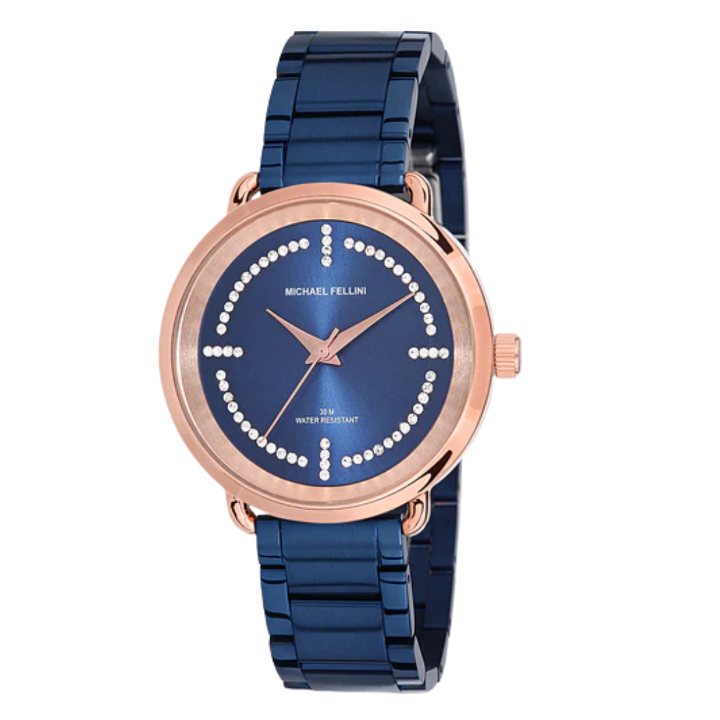 Michael Fellini Blue Stainless Steel Blue Dial Quartz Watch for Ladies - MF2143-4
