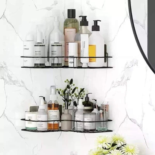 Wall Corner Rack For Bathroom & Kitchen With Hooks.