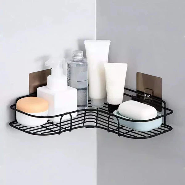 Wall Corner Rack For Bathroom & Kitchen With Hooks.