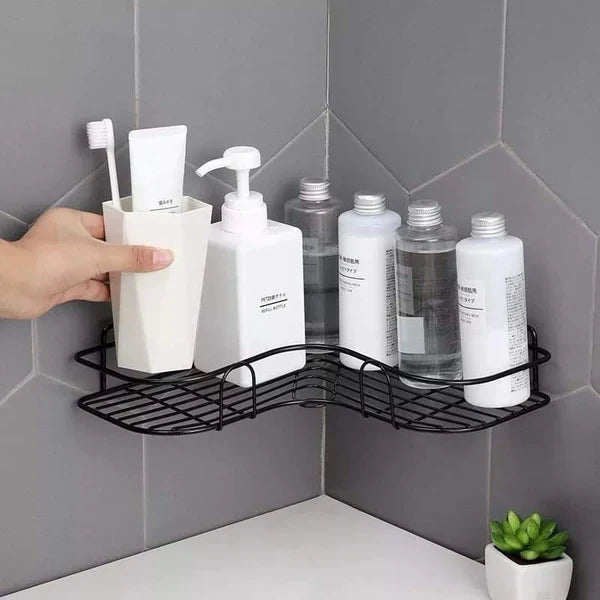 Wall Corner Rack For Bathroom & Kitchen With Hooks.