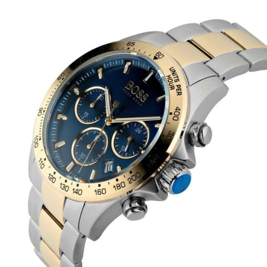 HUGO BOSS Hero Two-Tone Stainless Steel Blue Dial Chronograph Quartz Watch for Gents - 1513767