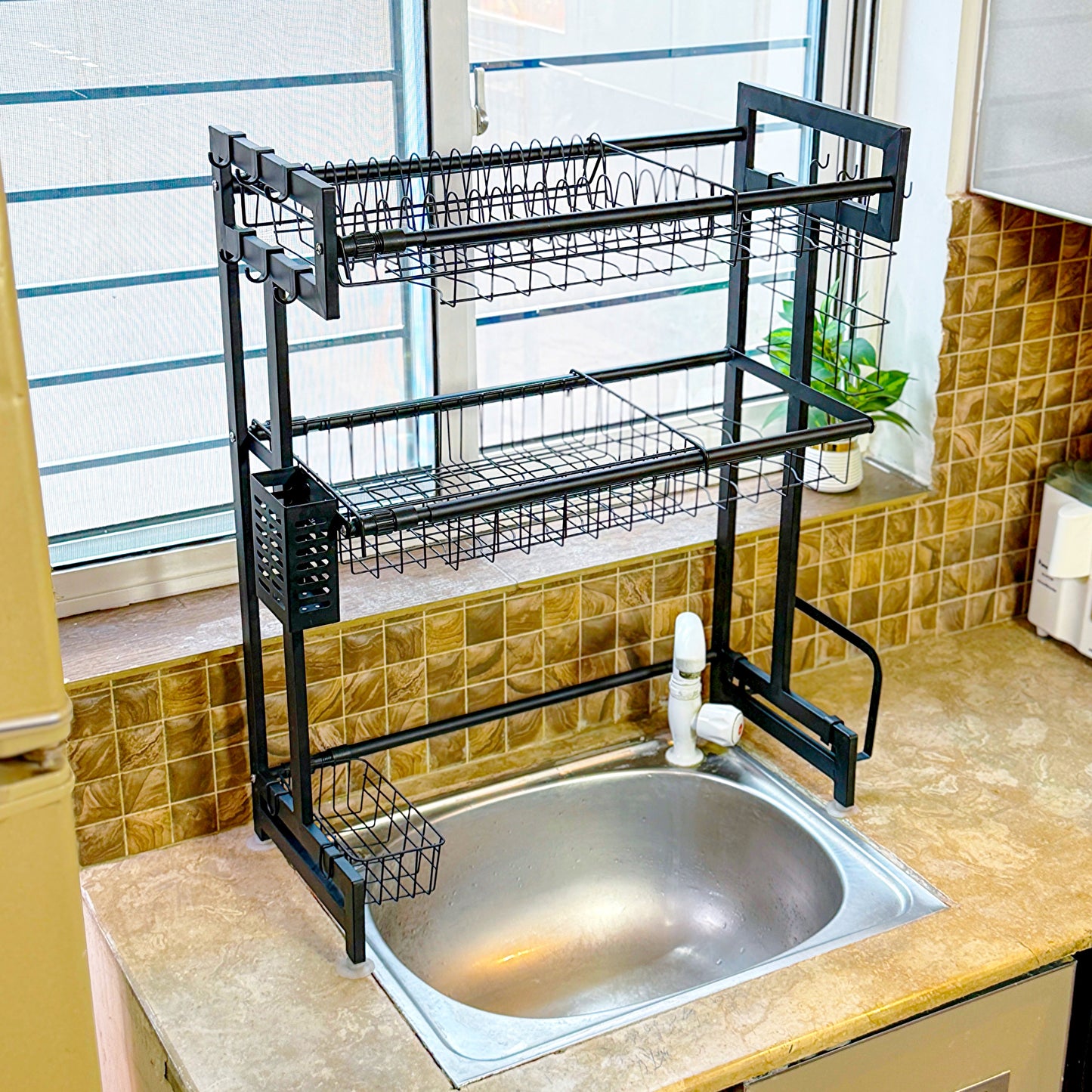 Expandable 2-Tier  OverSink Dish Drying Rack By Matrix