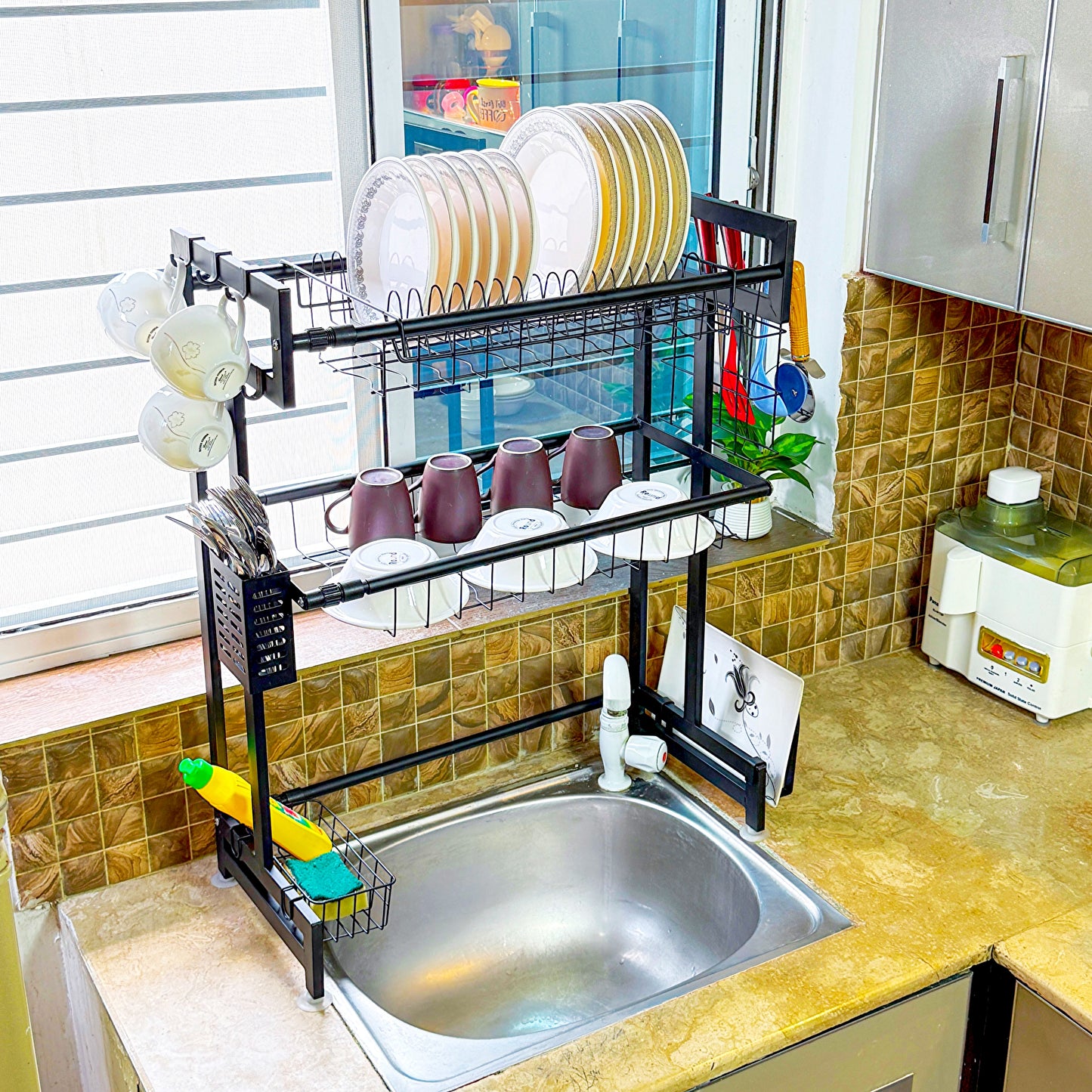 Expandable 2-Tier  OverSink Dish Drying Rack By Matrix