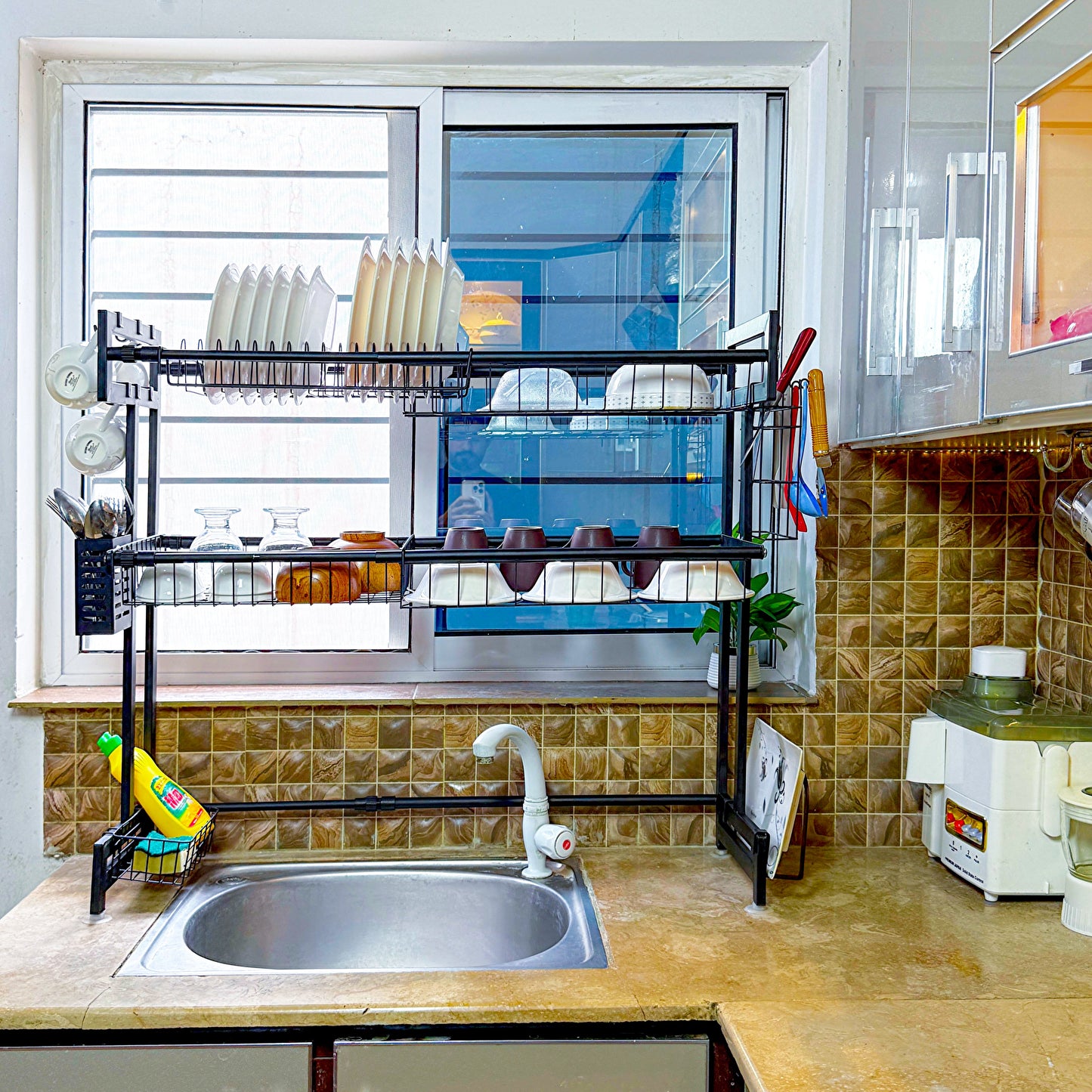 Expandable 2-Tier  OverSink Dish Drying Rack By Matrix