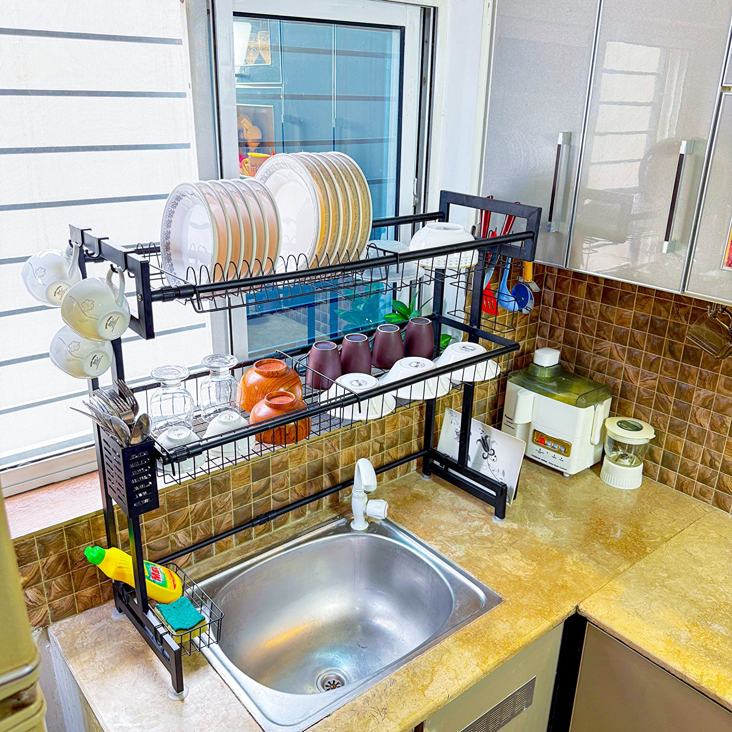 Expandable 2-Tier  OverSink Dish Drying Rack By Matrix