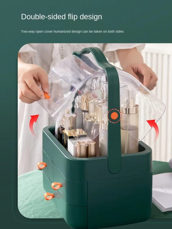 Multi-functional Acrylic Cosmetic Organizer with Drawers – Makeup & Skincare Storage Box - Random Color