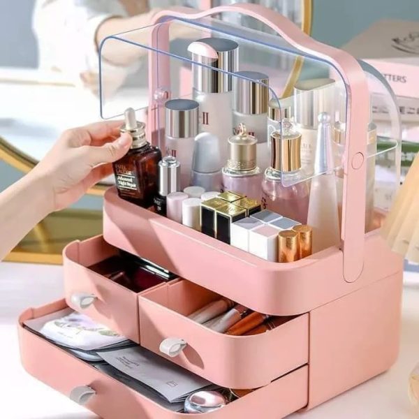 Multi-functional Acrylic Cosmetic Organizer with Drawers – Makeup & Skincare Storage Box - Random Color