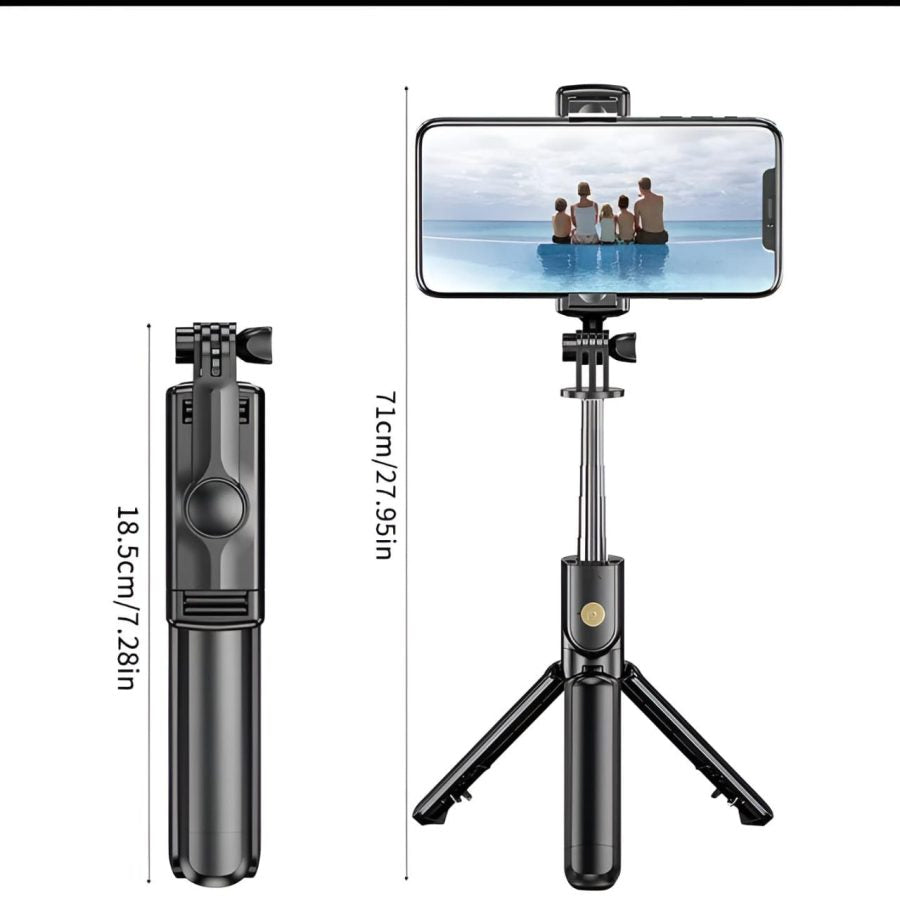 Selfie Stick Tripod with Remote Control | 360° Foldable Selfie Rod for Phone & Action Camera with LED Light