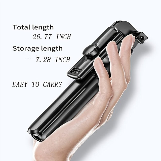 Selfie Stick Tripod with Remote Control | 360° Foldable Selfie Rod for Phone & Action Camera with LED Light