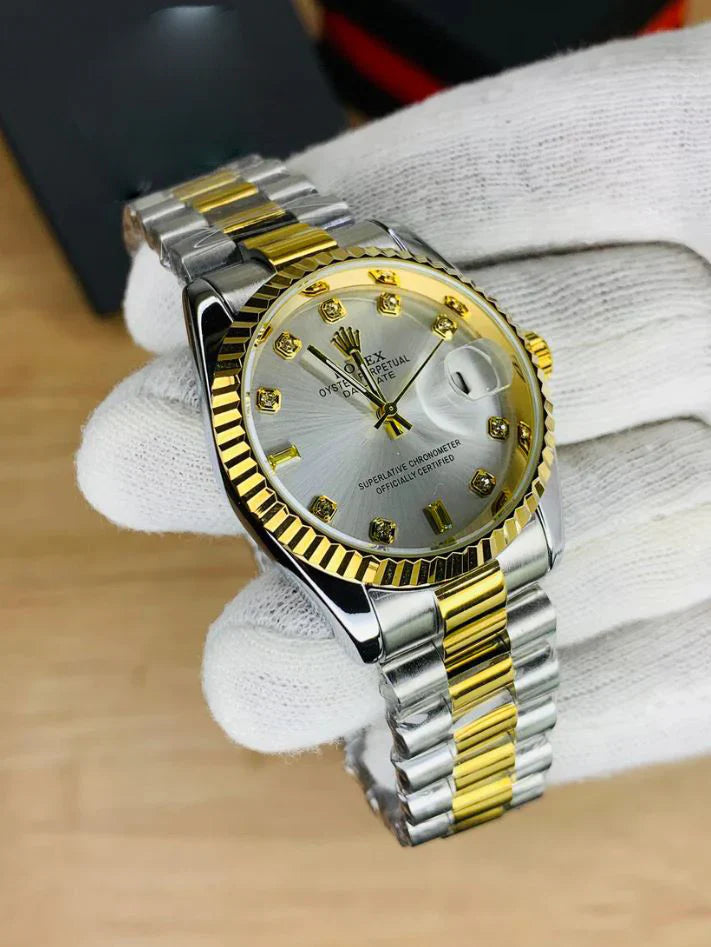 RLX - Oyster Perpetual Date - Two Tone Silver